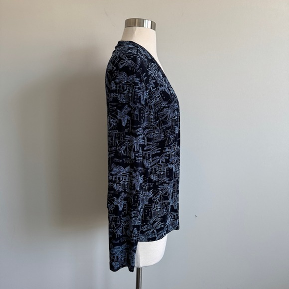 Additions by Chico's Open Cardigan Blue Coastal Resort Print Chico's Size 0 S - Picture 4 of 8